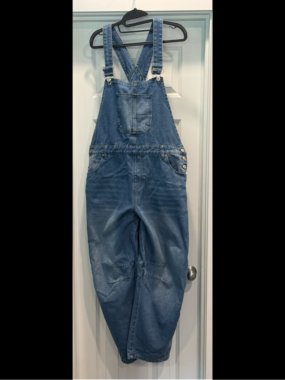 Barrel Leg Denim Jean Overalls Medium Wash Women’s XL Relaxed Fit Adjustable